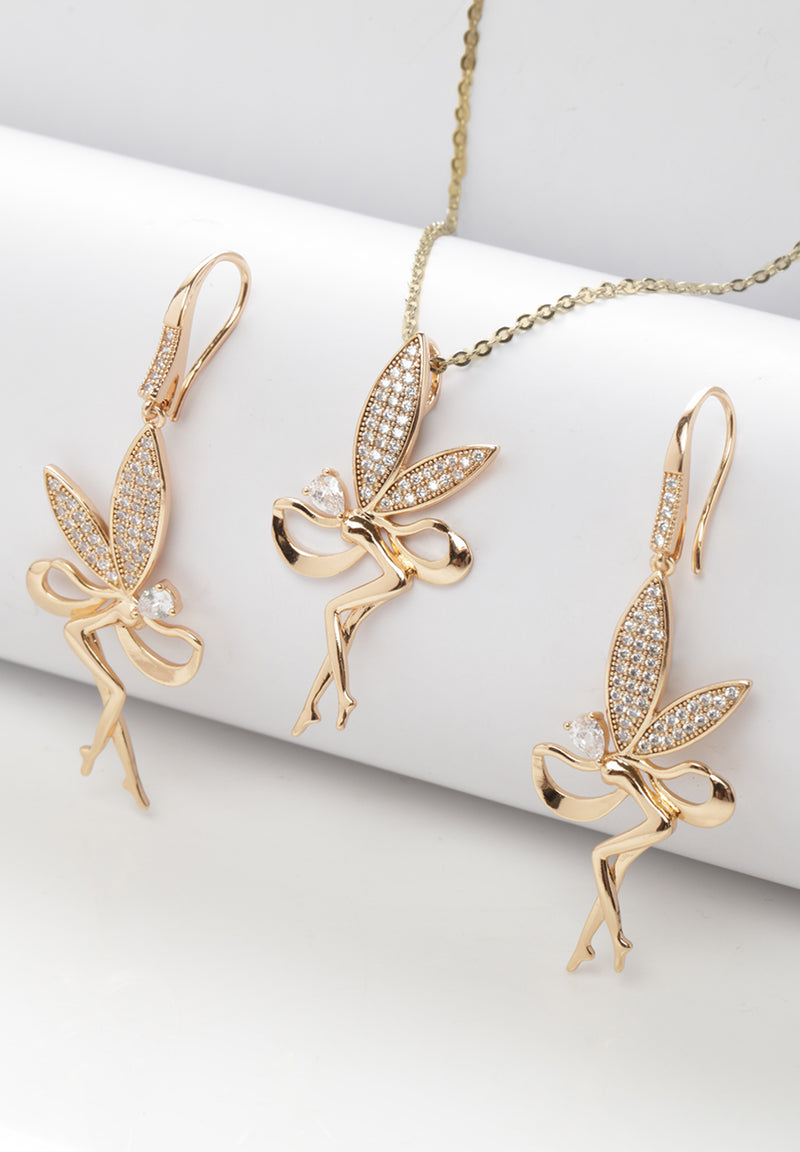 Cubic Zirconia Ängelhänge örhängen Set