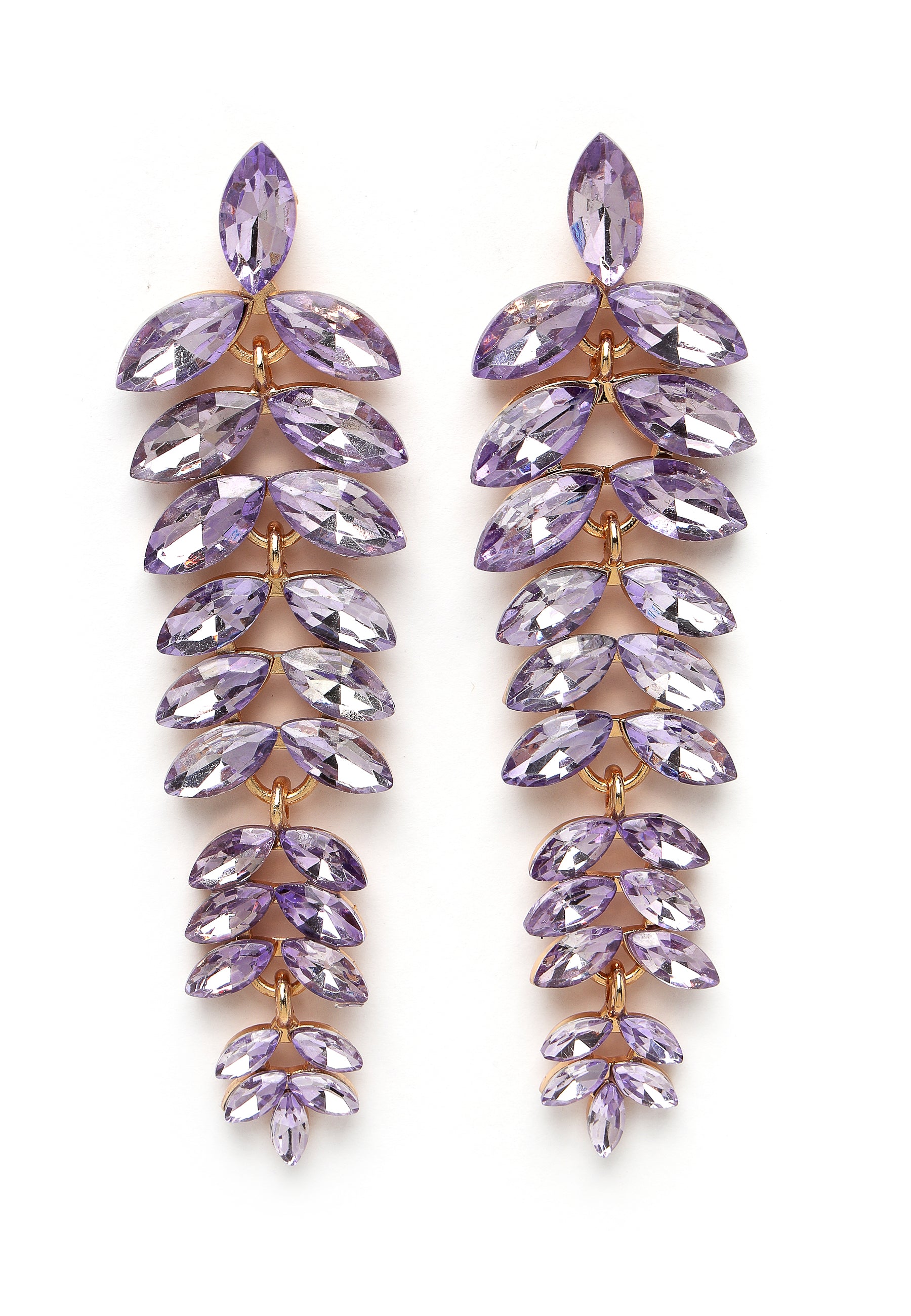 Multicolored Cascading Leaf-Shaped Drop Earrings