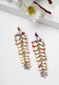 Multicolored Cascading Leaf-Shaped Drop Earrings