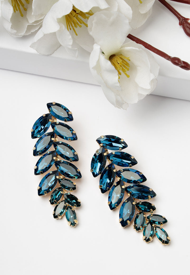 Boucles d'oreilles pendantes en forme de feuille turquoise