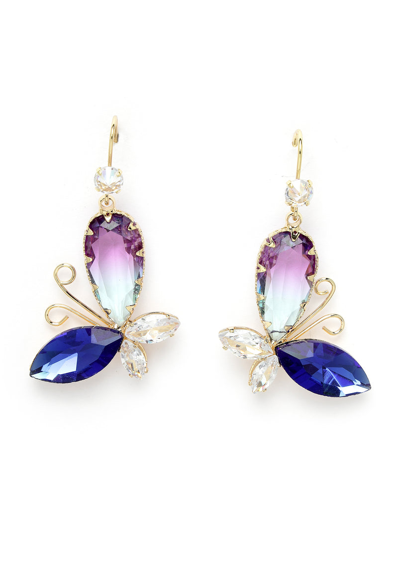 Purple Butterfly Charm Earrings