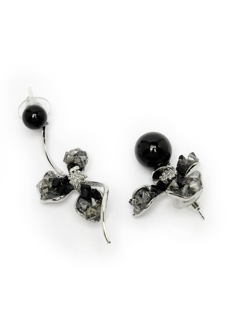 Exotic Black Floral Earrings