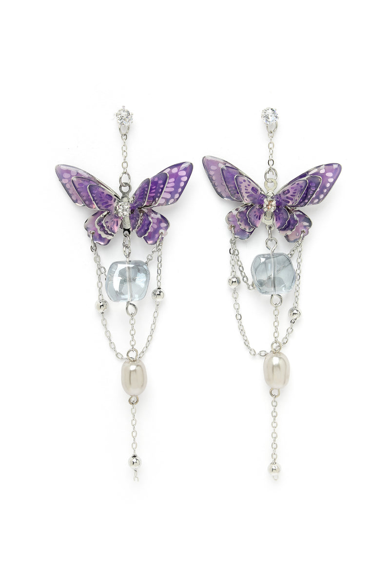 Boucles d'oreilles pendantes papillon