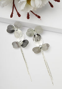 Silver-Coloured Floral Chain Earrings