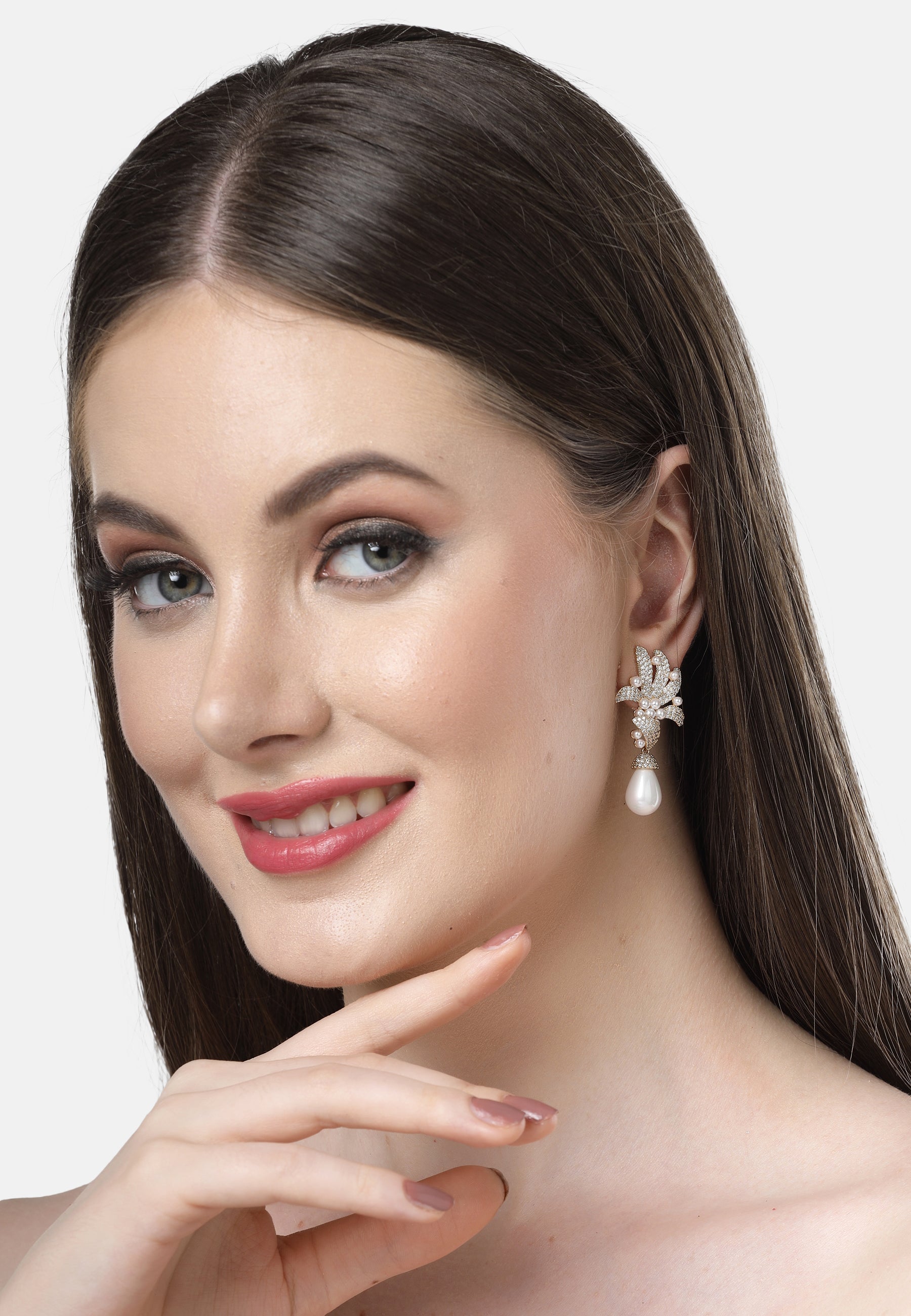 Contemporary Cubic Zirconia Drop Earrings