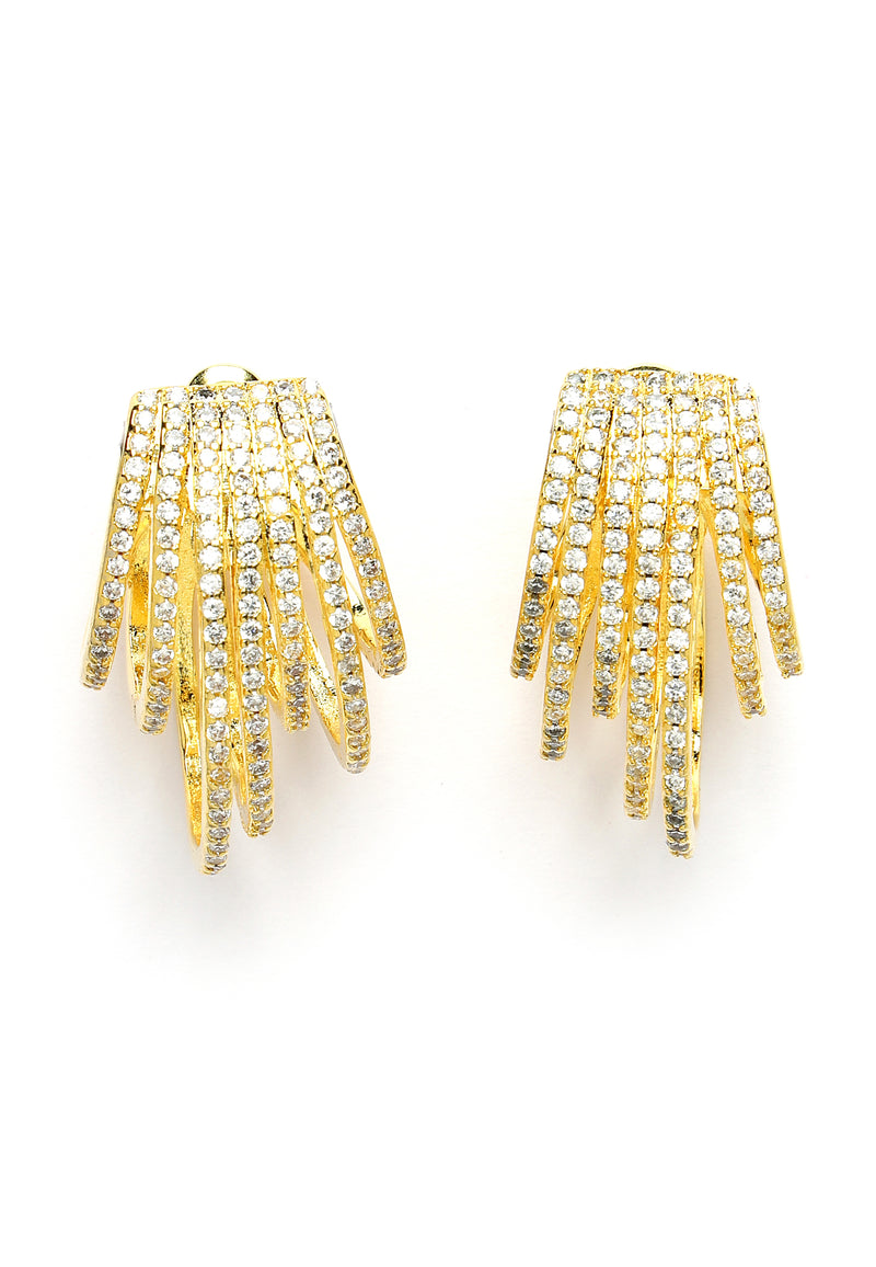 Cubic Zirconia Fringe Stud Earrings