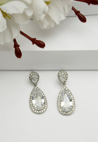 Zirconia Drop Earrings In Silver