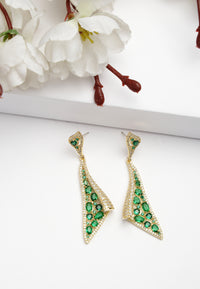 Zirconia Hollow Triangular Dangle Earrings