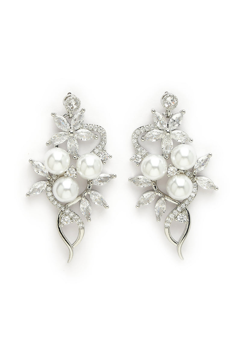 Zirconia Fashionable Floral Earrings