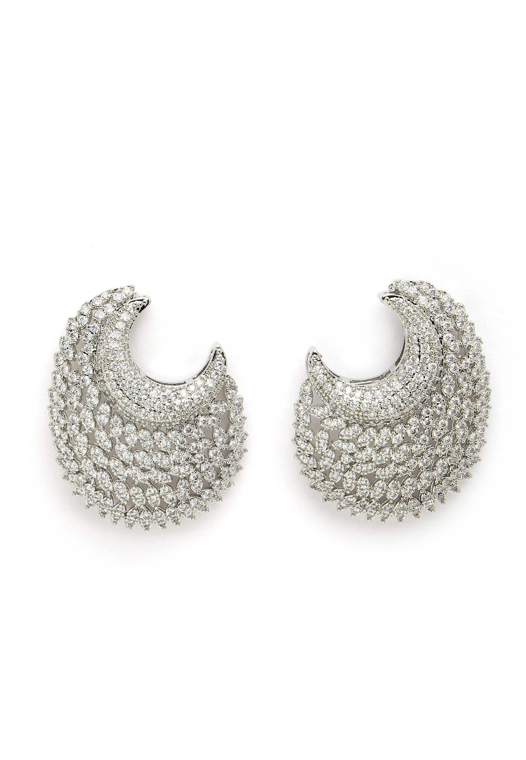 Cubic Zirconia Designer Crescent Earrings