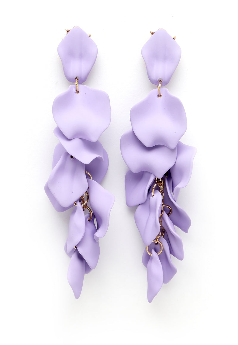 Lilac Rose Petal Shaped Danglers Earrings