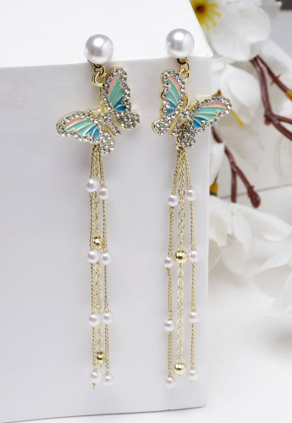 Multi-Colored Butterfly Drop Earrings