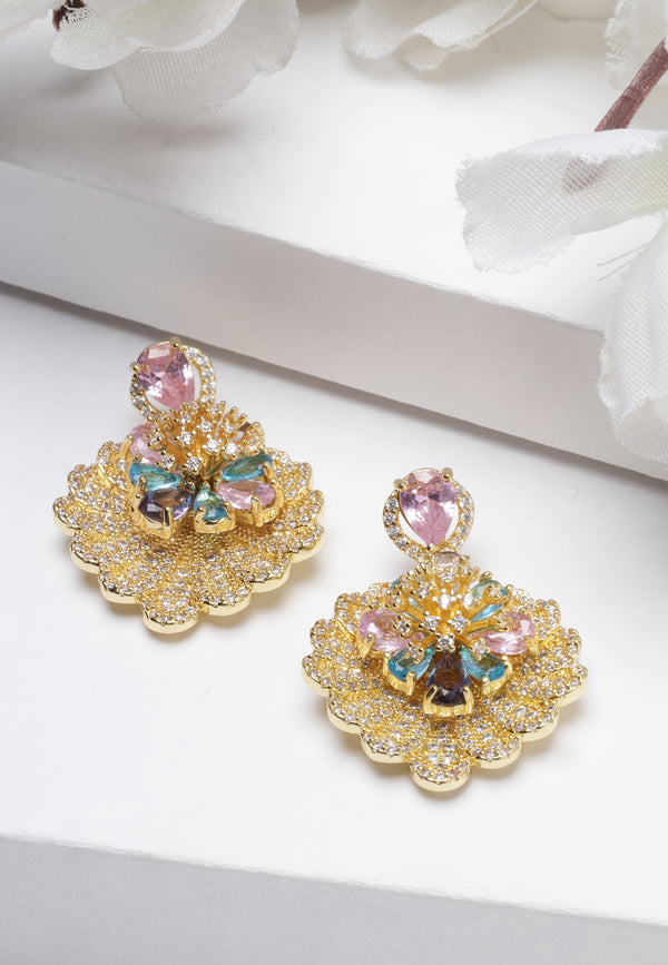 Gleaming Gold Crystal Drop Earrings