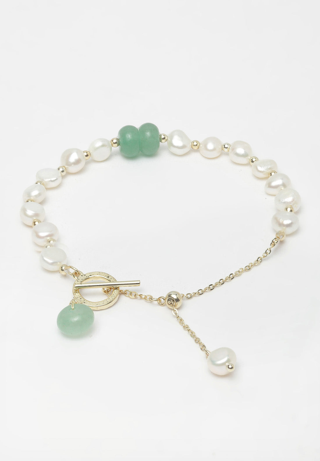 Gold & Green Pearl Bracelet