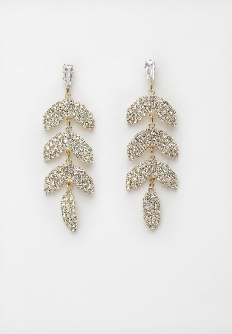 Leaf Crystal Hanging Earrings