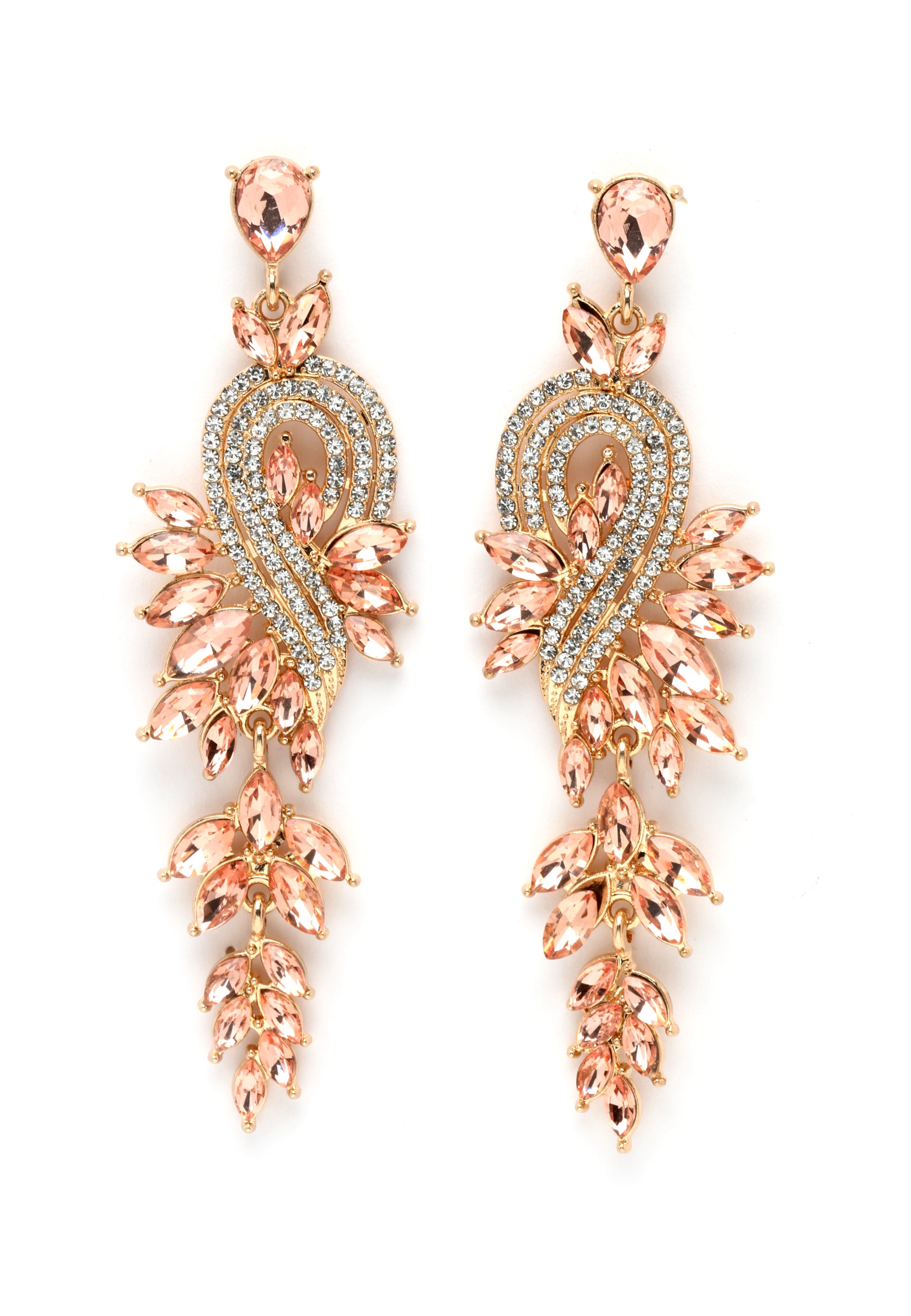 Gold Crystal Leaf Earrings