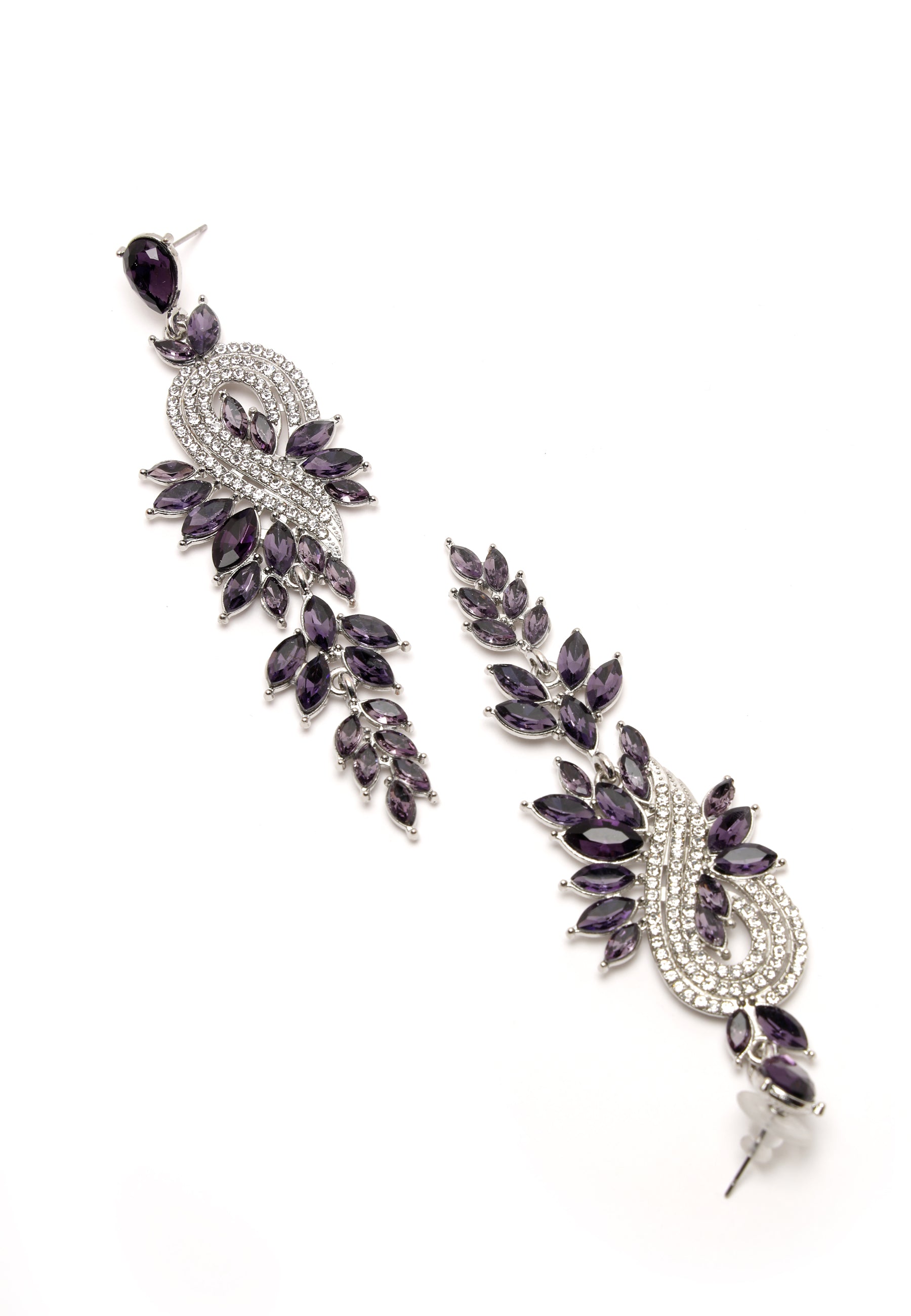 Purple Crystal Leaf Earrings