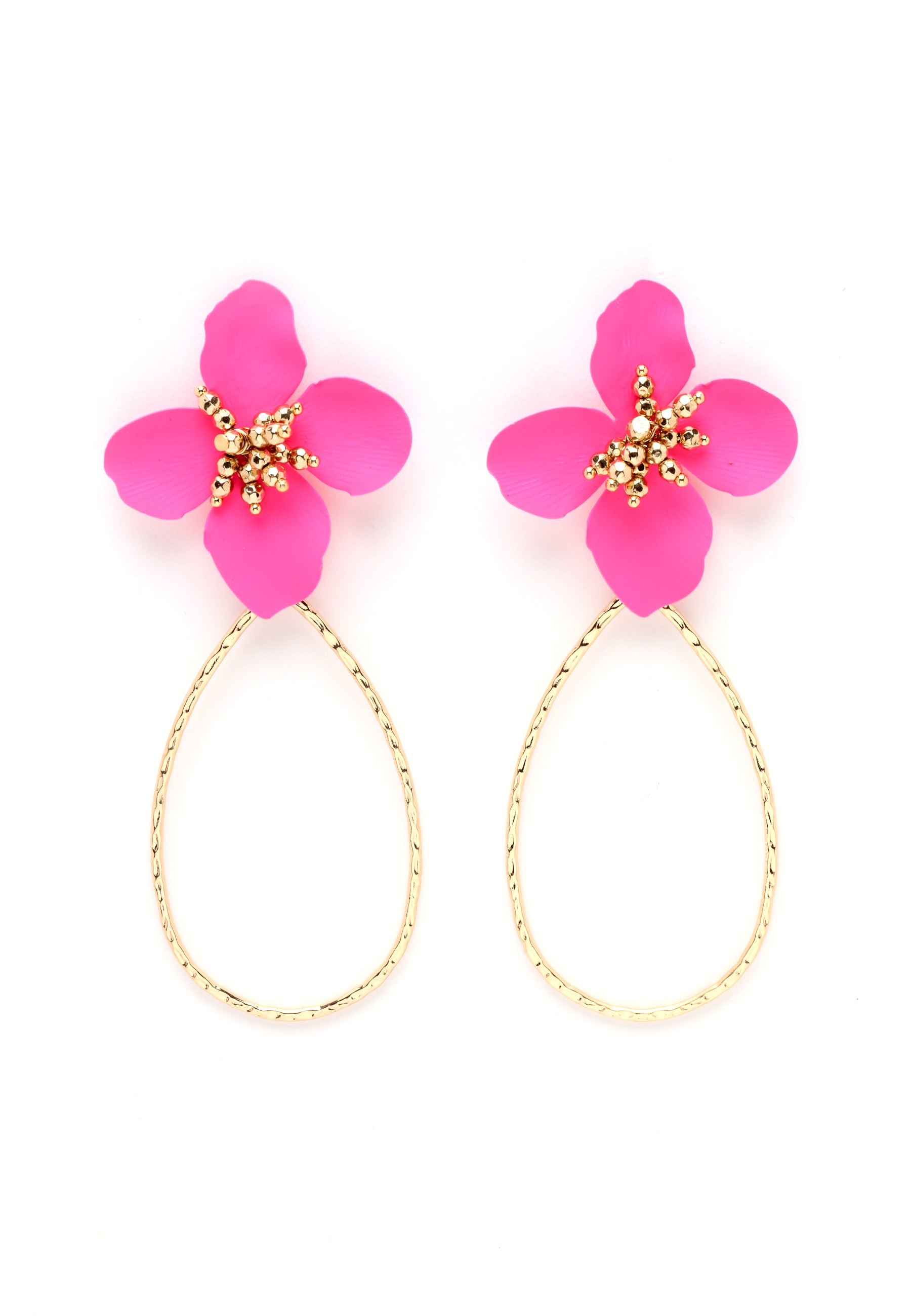Plum Blossom Earrings in Dark Pink